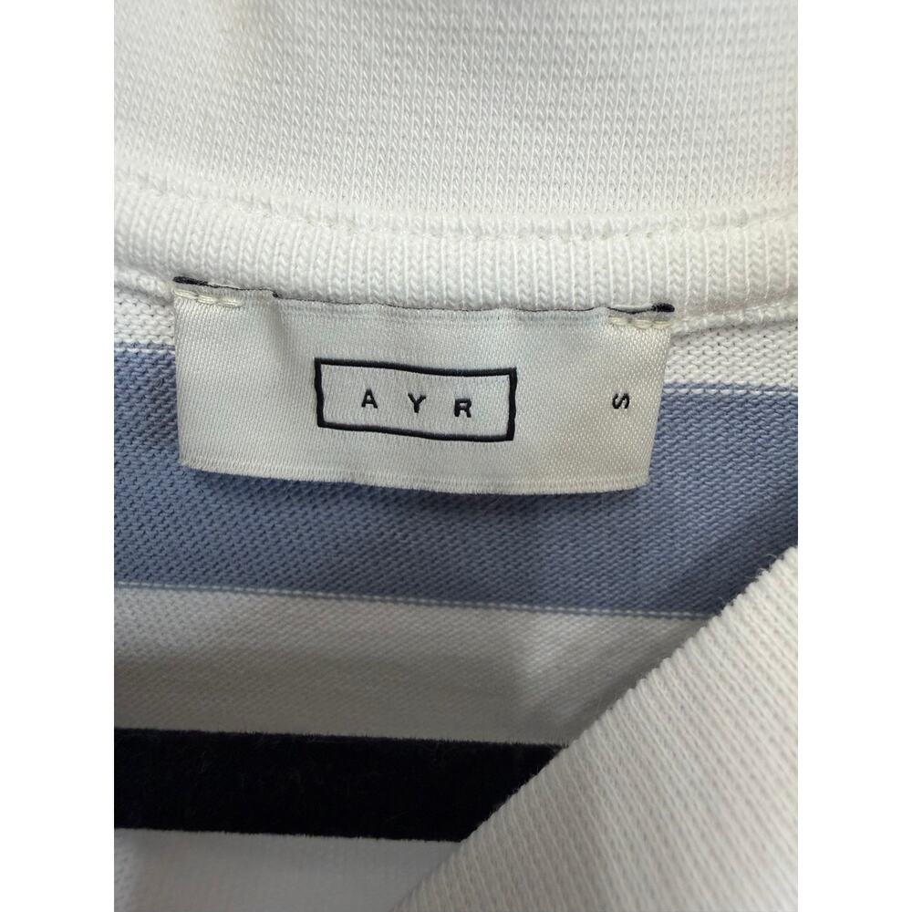 AYR The Early Mornings T-Shirt Long Sleeve Overcast Blue Striped Cotton Sz S - Picture 6 of 10